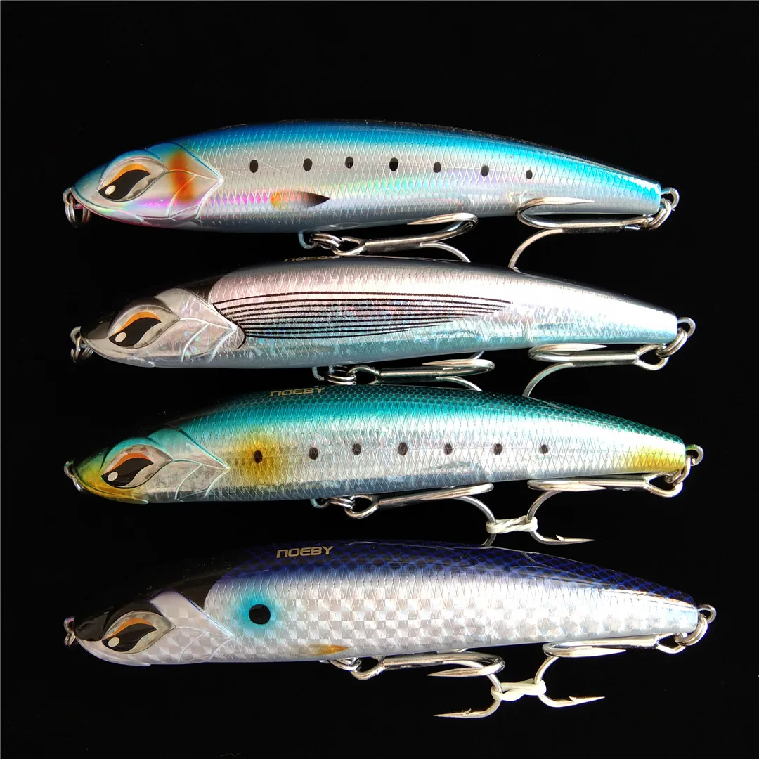 

Noeby 4pcs 15cm 62g Pencil Stick Fishing Lure Artificial Saltwater Hard Bait Bass Plastic Walker
