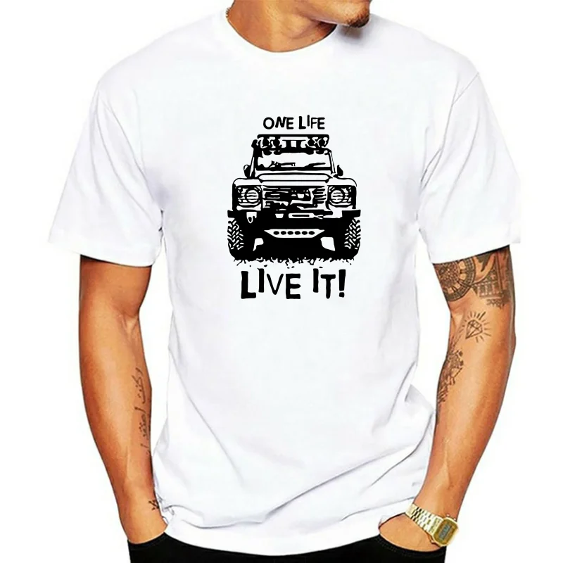 

Мужская футболка Landrover Defender 90 110 One Life Live it Off Road, Мужская футболка с принтом и коротким рукавом, трендовая футболка