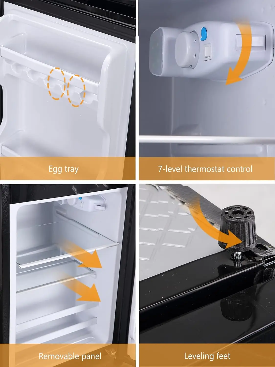 KRIB BLING Mini Fridge with Freezer on Top, 3.5 Cu.Ft Compact Refrigerator with 7 Levels Adjustable Thermostat, Small Refrigerat 4