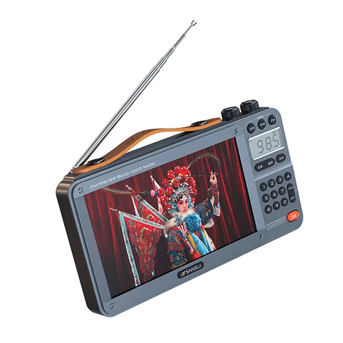 A10I F51 레트로 비디오 라디오 무선 블루투스 스피커 휴대용 모든 밴드 FM/MW/SW 라디오 Mp3 음악 플레이어 서브우퍼-회색