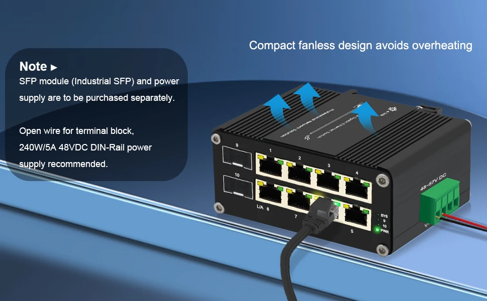 Switch Gigabit PoE Gerenciado 8 Portas Industriais