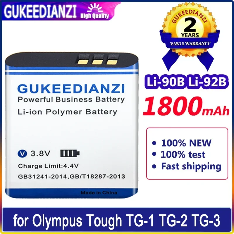 Gukeedianzi Batteria Li-90B Li92B 1800Mah Per Olympus Tough Tg-1 Tg-2 Tg-3 Rosso Tg-6 Tg-4 Tg-5 Sh-1 Sh-50 Sh-60 Xz-2 Batteria