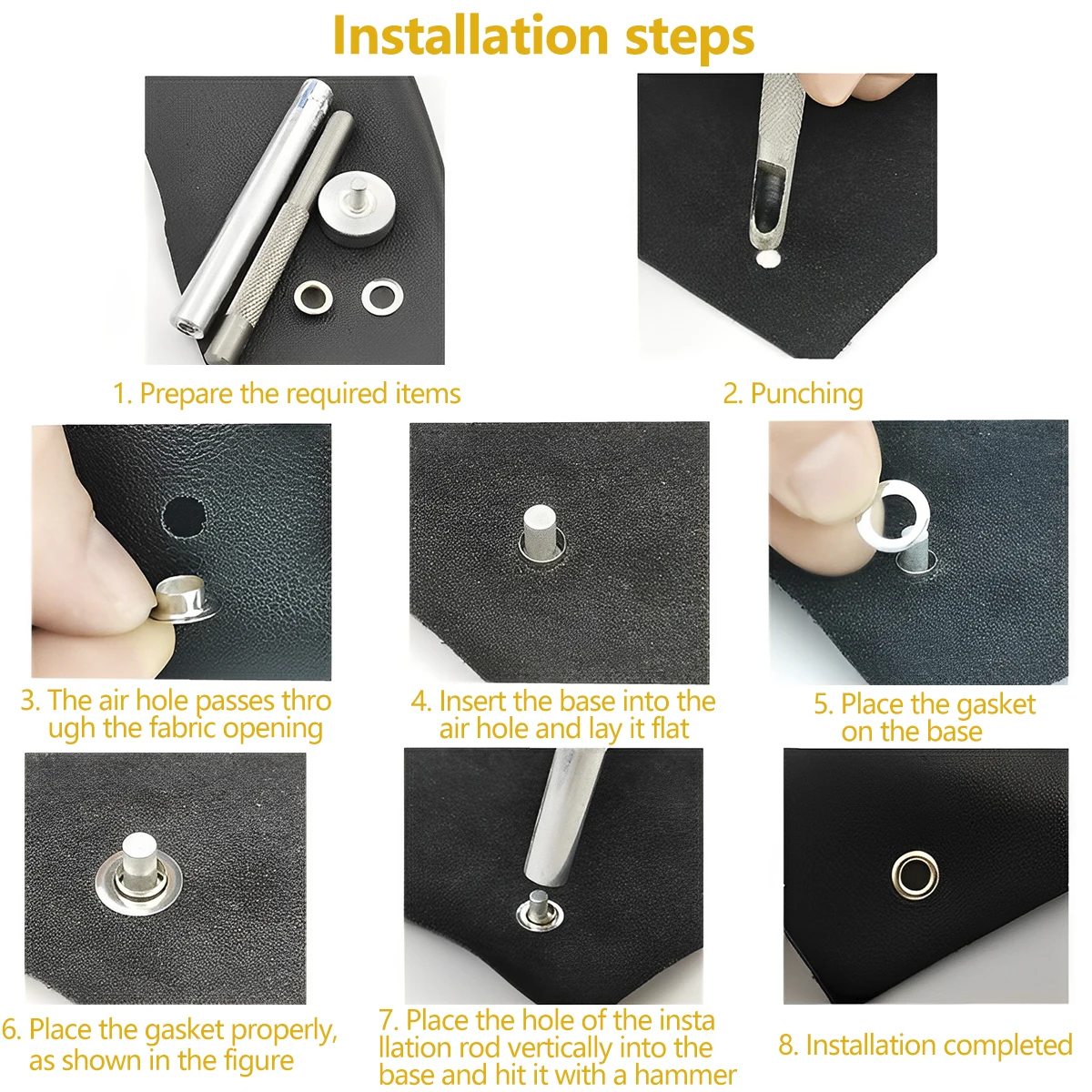 400 Set Grommet Kit Brass Eyelets Hole Punch Tool Manual Grommet Press Machine Fabric Leather Canvas Clothing Shoes eyelet punch tool set eyelet grommet ring kit grommet eyelet kit grommet punch tool grommet tool kit grommet tool