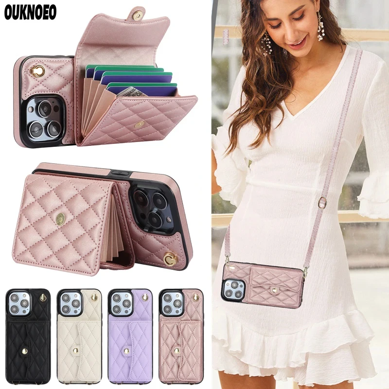 Luxury Leather Card Wallet Phone case For iPhone 11 12 13 14 15 Pro Max 14 15 Plus Card Holder Anti drop Phone Protective Cover