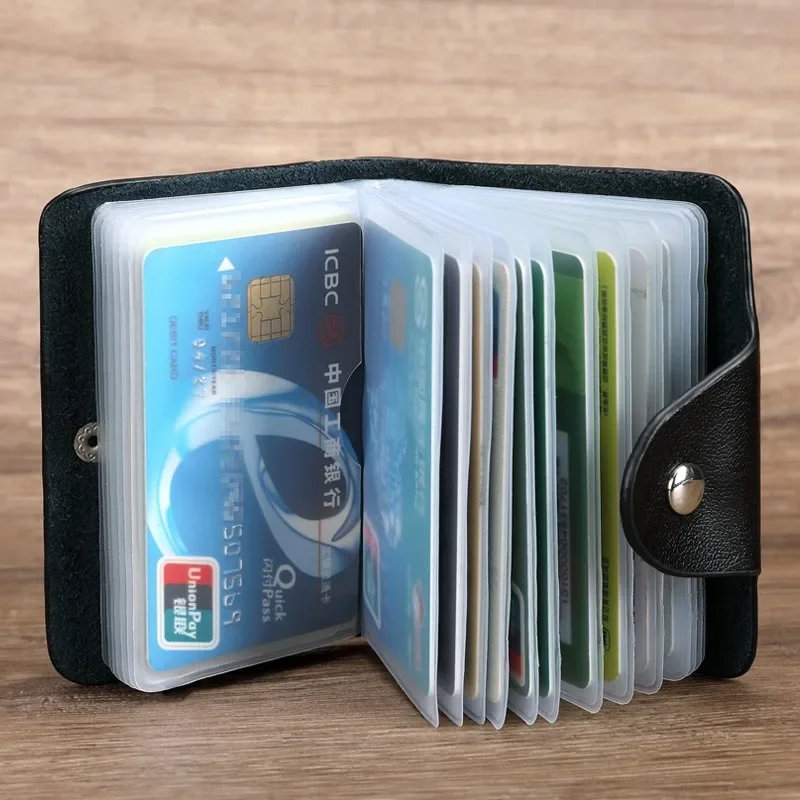 Business Card Holder Anti-theft ID Credit Card Holder Fashion Women's 24 Cards Slim PU Leather Pocket Case Coin Purse Wallet 3
