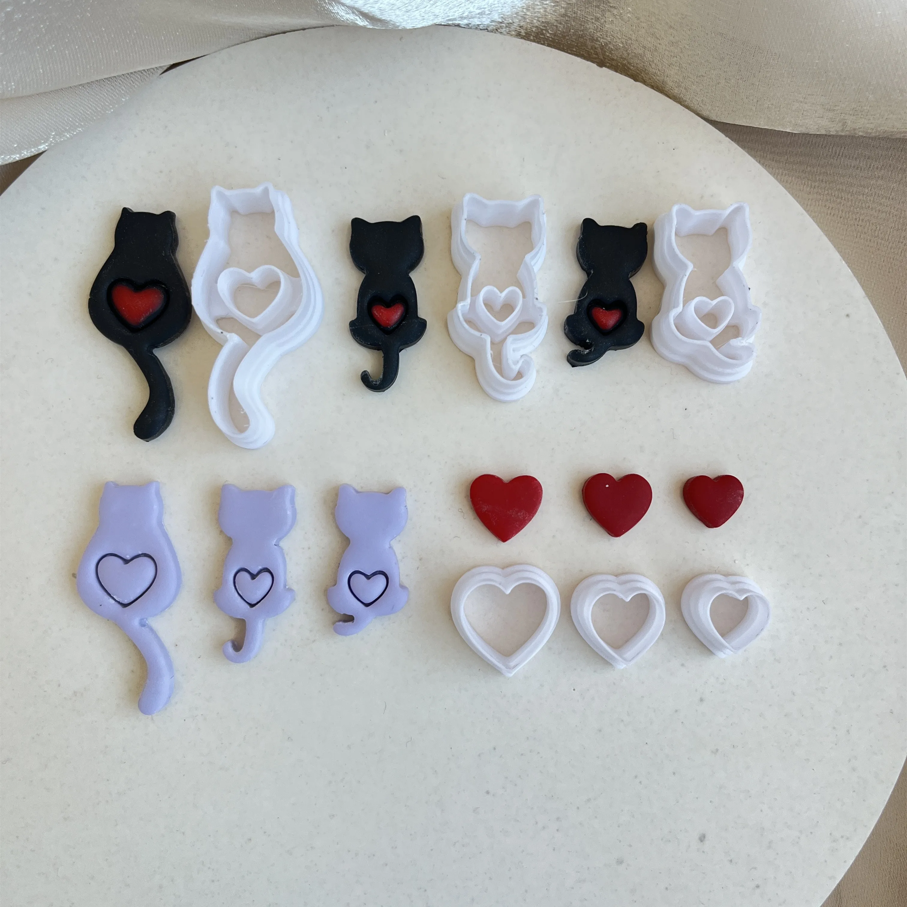 Valentine's Day Kitten Heart Series Heart-shaped Polymer Clay DIY Cutter For Earrings Jewelry Pendant Making polymer clay cutter