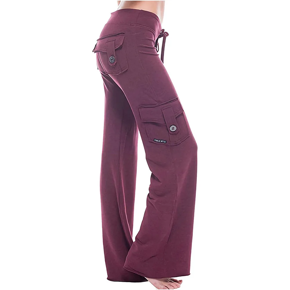 Pantaloni Da Lavoro Pantaloni Cargo Tinta Unita Pantaloni Larghi In Vita Elastica Pantaloni Larghi Multi Tasche Pantaloni Casual Allenamento All'aperto Pantaloni Della Tuta Pantaloni Da Jogging Con - Foto 2