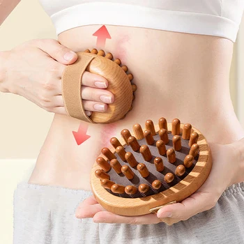 Spazzola anticellulite per il corpo Lenitiva olio essenziale in legno Spa cuscino d'aria massaggio pettine per capelli spazzola per massaggio del cuoio capelluto massaggiatore per il corpo