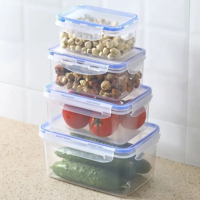 Sealed rectangular refrigerator storage box with lid Plastic crisper microwave-heated lunch box with lid