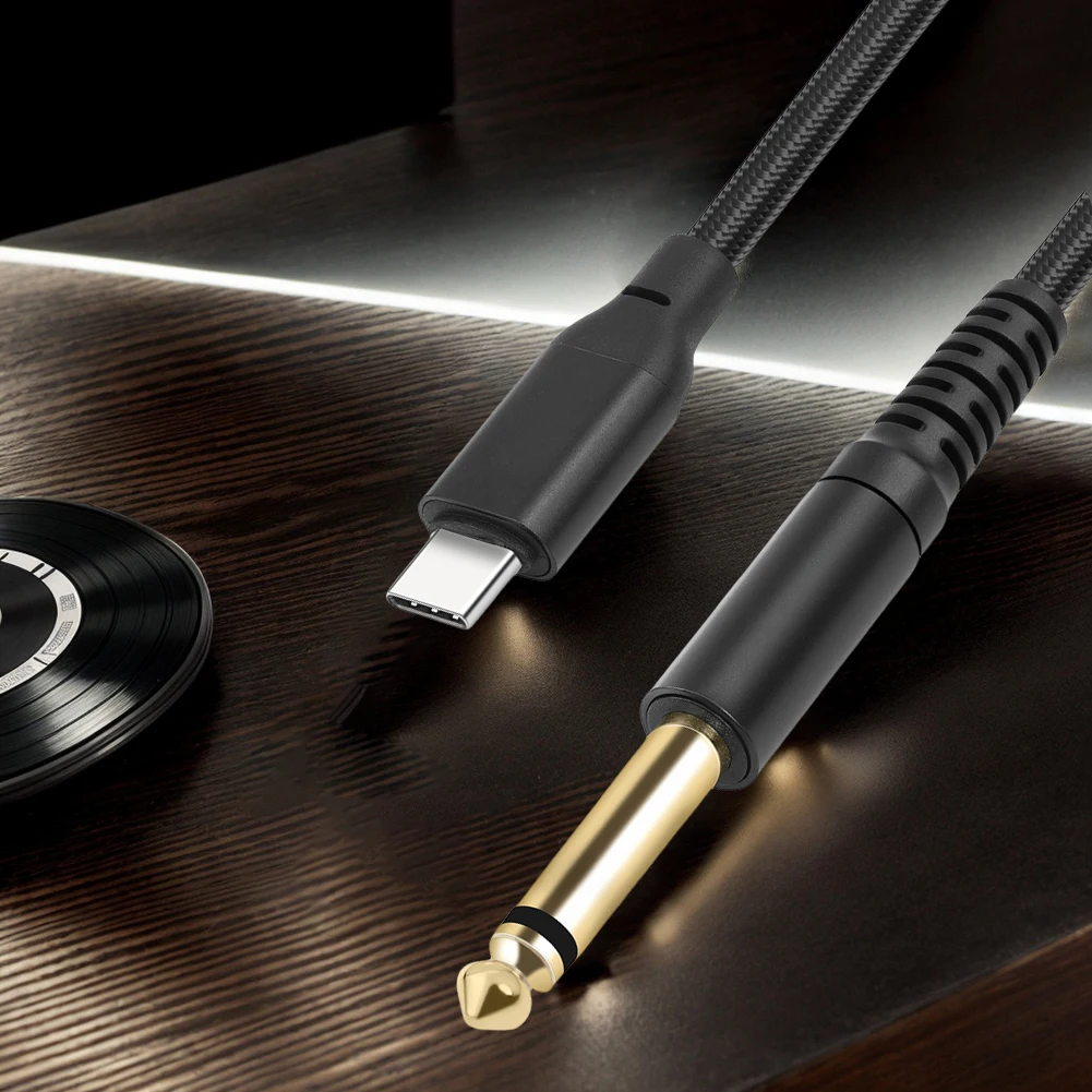 Premium Gold-Plated USB Type-C to 6.35mm Guitar Audio Cable Adapter