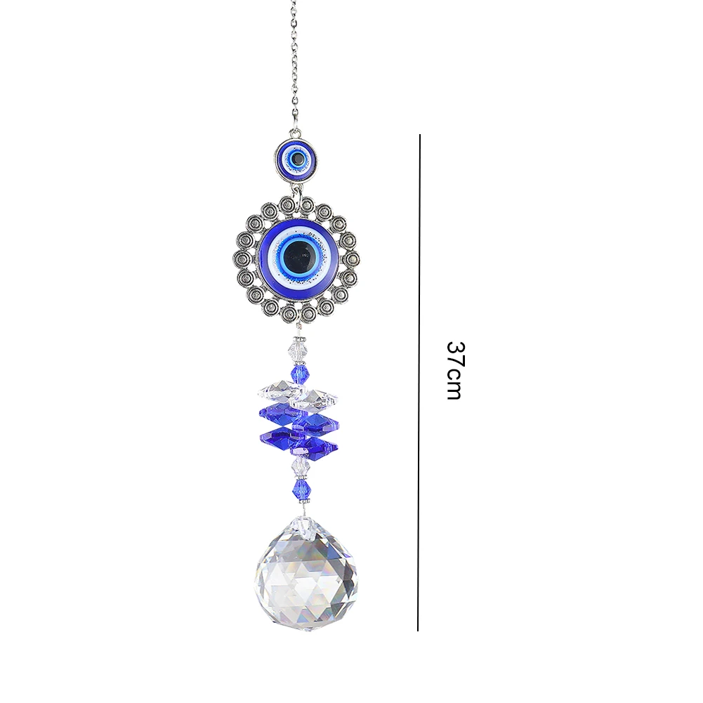 Devil's Eye Crystal Sun Catcher Rainbow Catcher Wind Chimes Hanging Pendant Window Decoration Outdoor Garden Gift sun catcher crystal pendant sun catchers window ornament