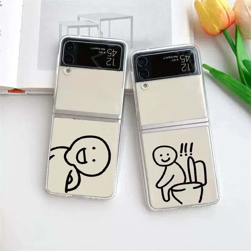 Simple Funny Matchstick Men Couple Transparent Clear Case