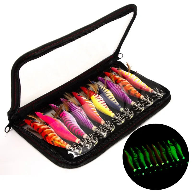 

Simulation fishing fluorescent wood shrimp sea fishing luminous squid hook bionic shrimp bait road sub-bait fake bait set