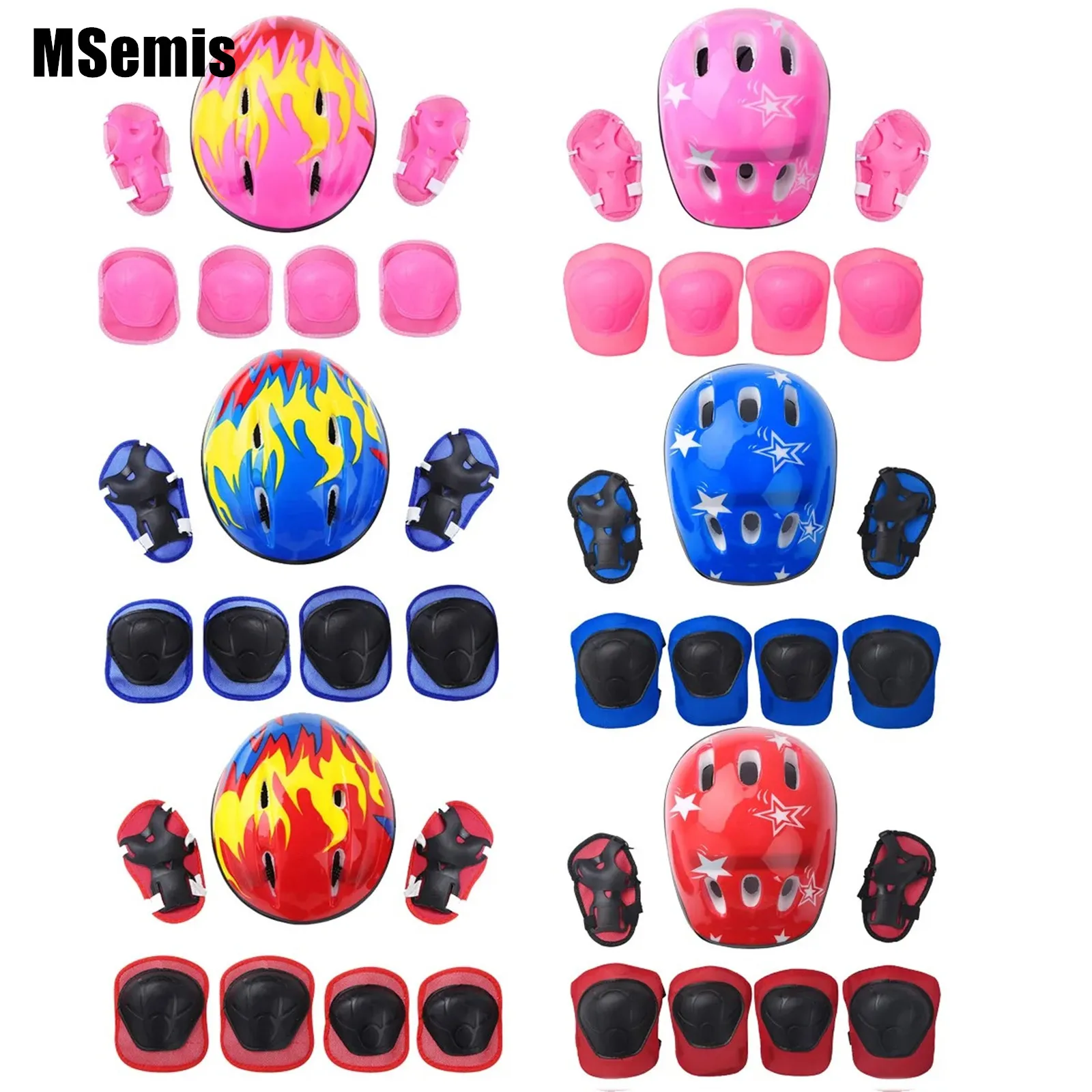 Children Ride-On Protective Gear Outfits Adjustable Helmet Elbow Wrist Knee Pad Skateboard Roller Skating Cycling Guard for Kids thickening 6pcs set kids boy girl safety knee elbow pad sets children cycling skate bicycle kneepad protection safety guard kit