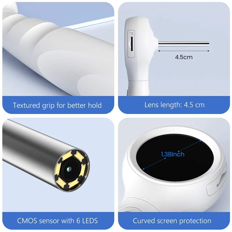 Visual Otoscope Camera 1.38'' Screen Digital Ear Cleaner HD1080P Video Ear Endoscope 6LEDs Ear Wax Removal Tool for Adults Kids 6