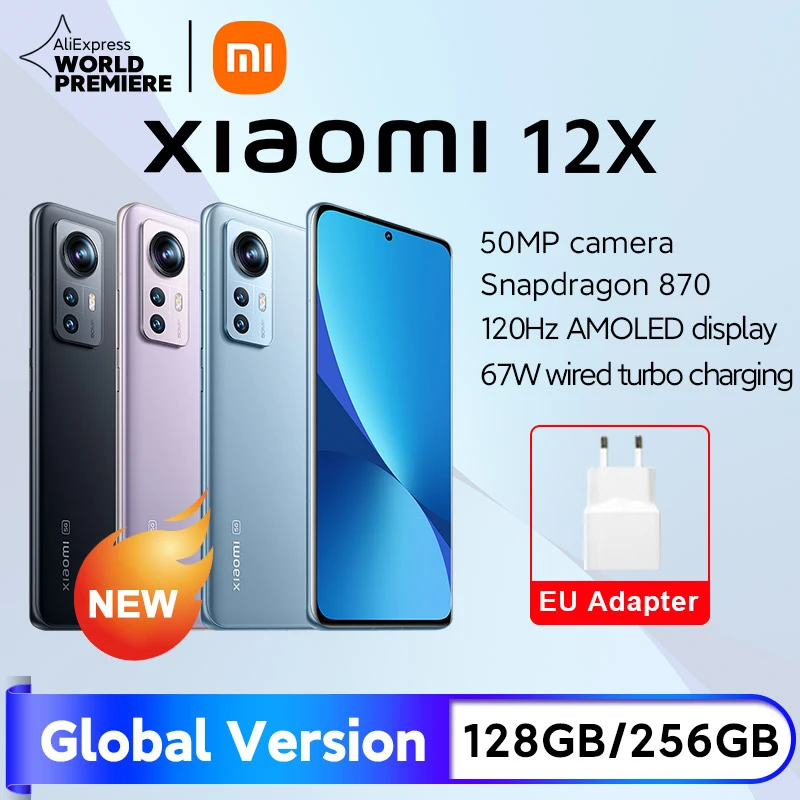 World Premiere】Global גרסת Xiaomi 12X 8GB 128GB/8GB 256GB NFC 5G Smartphone Snapdragon 870 120Hz 6.28 "FHD + DotDisplay 50MP| | - AliExpress