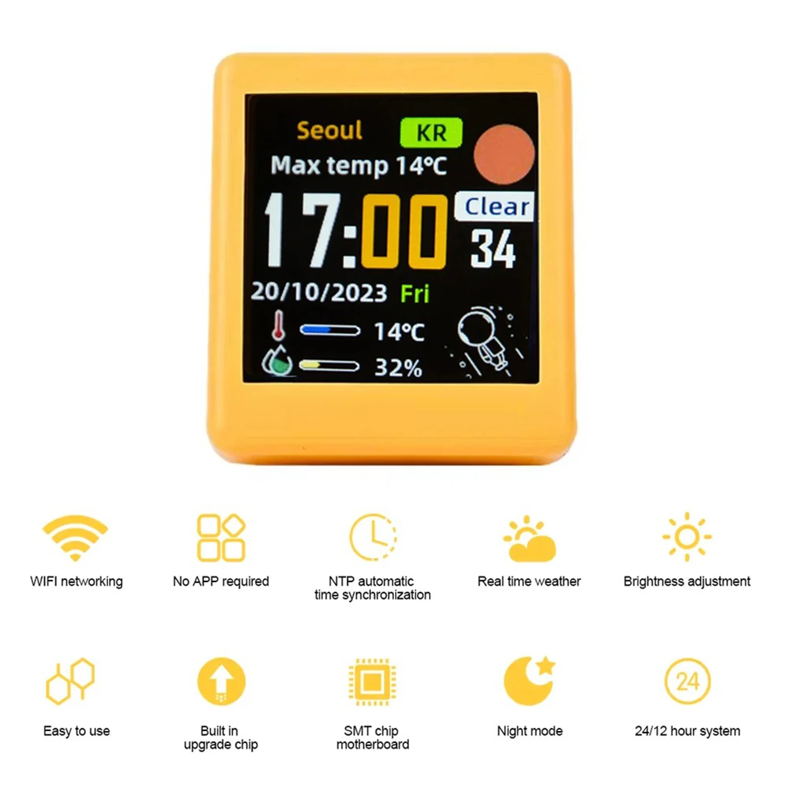 Portable Smart WiFi Weather Station Desktop Weather Digital Humidity Clock thumbnail 7
