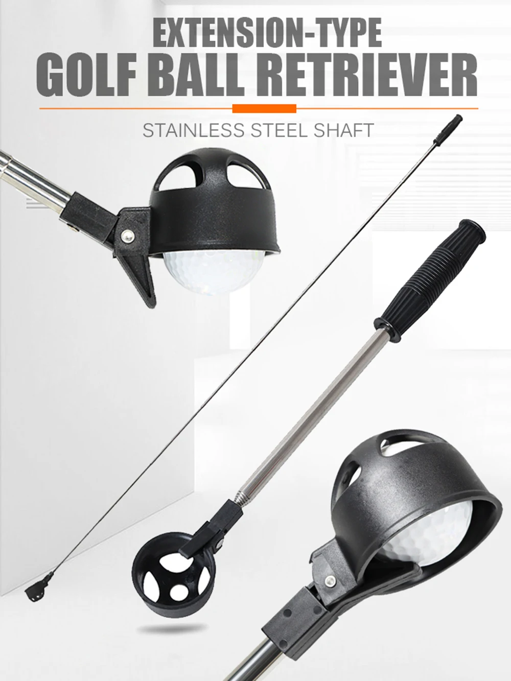 Description Picture 2 of itemExtension-type Golf Ball Retriever Stainless Steel Shaft Telescopic Rod Golf Outdoor Sport Accessory Portable Pick Up Tool
