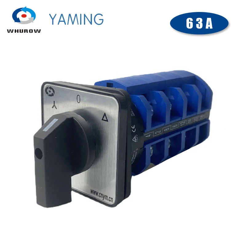 Star Delta Posições Rotary Cam Switch Níveis Seletor 63a 690v Mudança Engrenagem Prata Contato Ymw26
