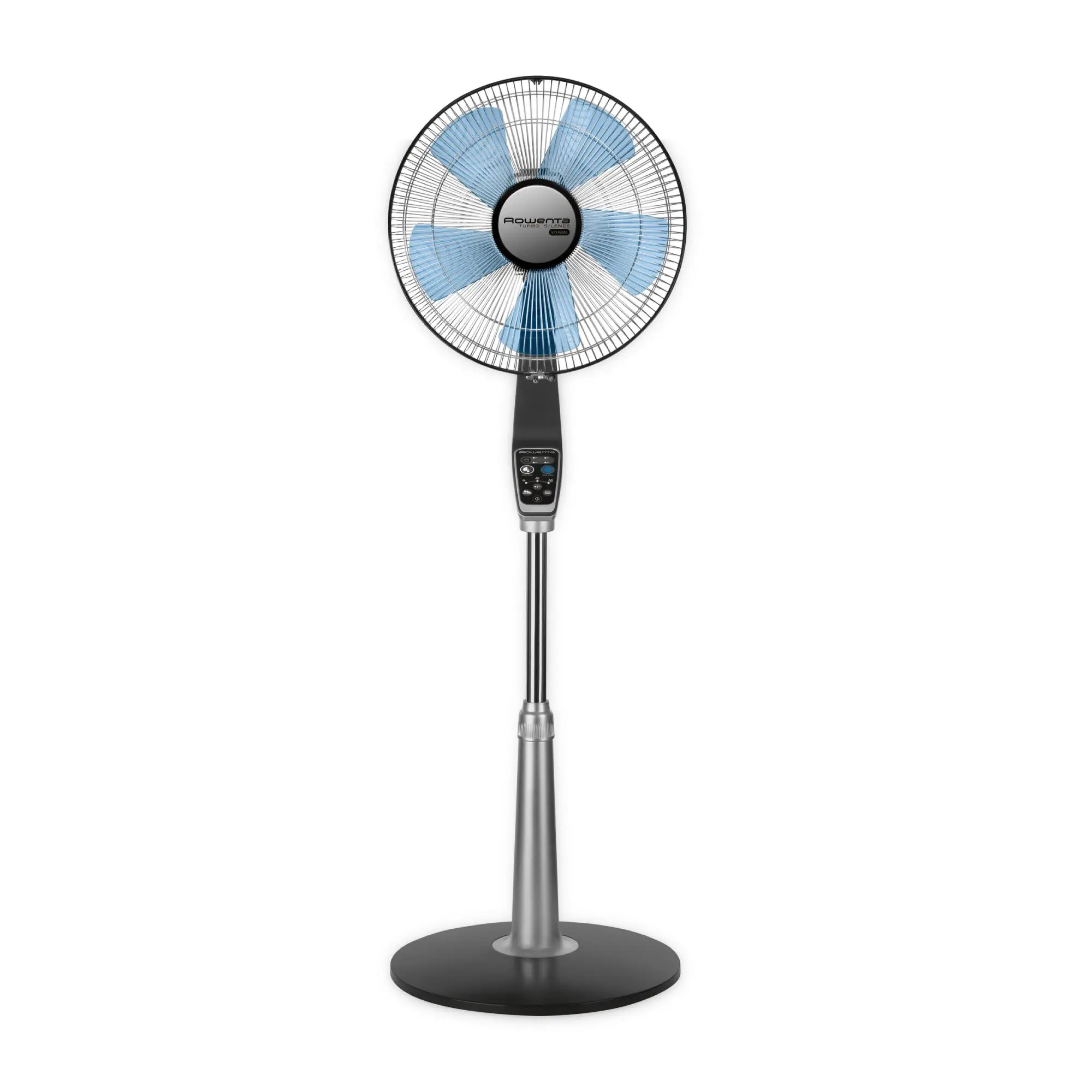 

Ultra-Quiet Standing Floor Fan with Remote Control: 53 Inches, Oscillating, Portable, 5 Speeds, Silver