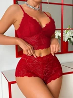 Ensemble de lingerie d'hiver pour femmes, sans doublure, en dentelle, soutien-gorge sexy sans armatures à découpes, culotte respirante 4