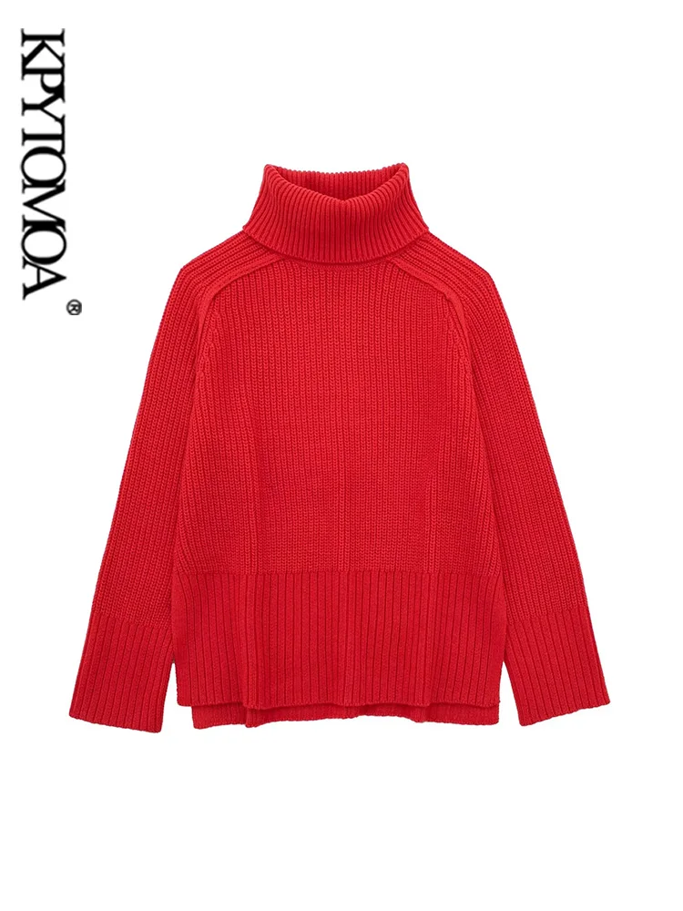 

KPYTOMOA-Women's Thick Warm Knit Sweater, High Neck, Long Sleeve, Female Pullovers, Chic Tops, Fashion