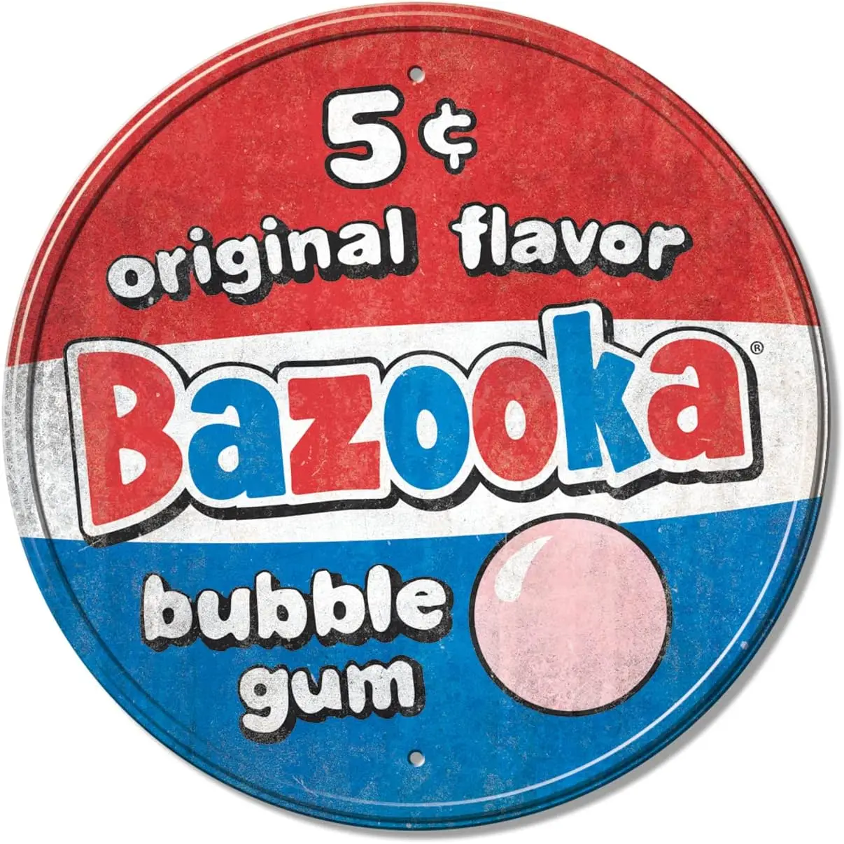 Bazooka 5 Centesimi Cartello Rotondo In Alluminio Con Bordo In Rilievo-Nostalgico Decorazione Da Parete In Metallo Vintage