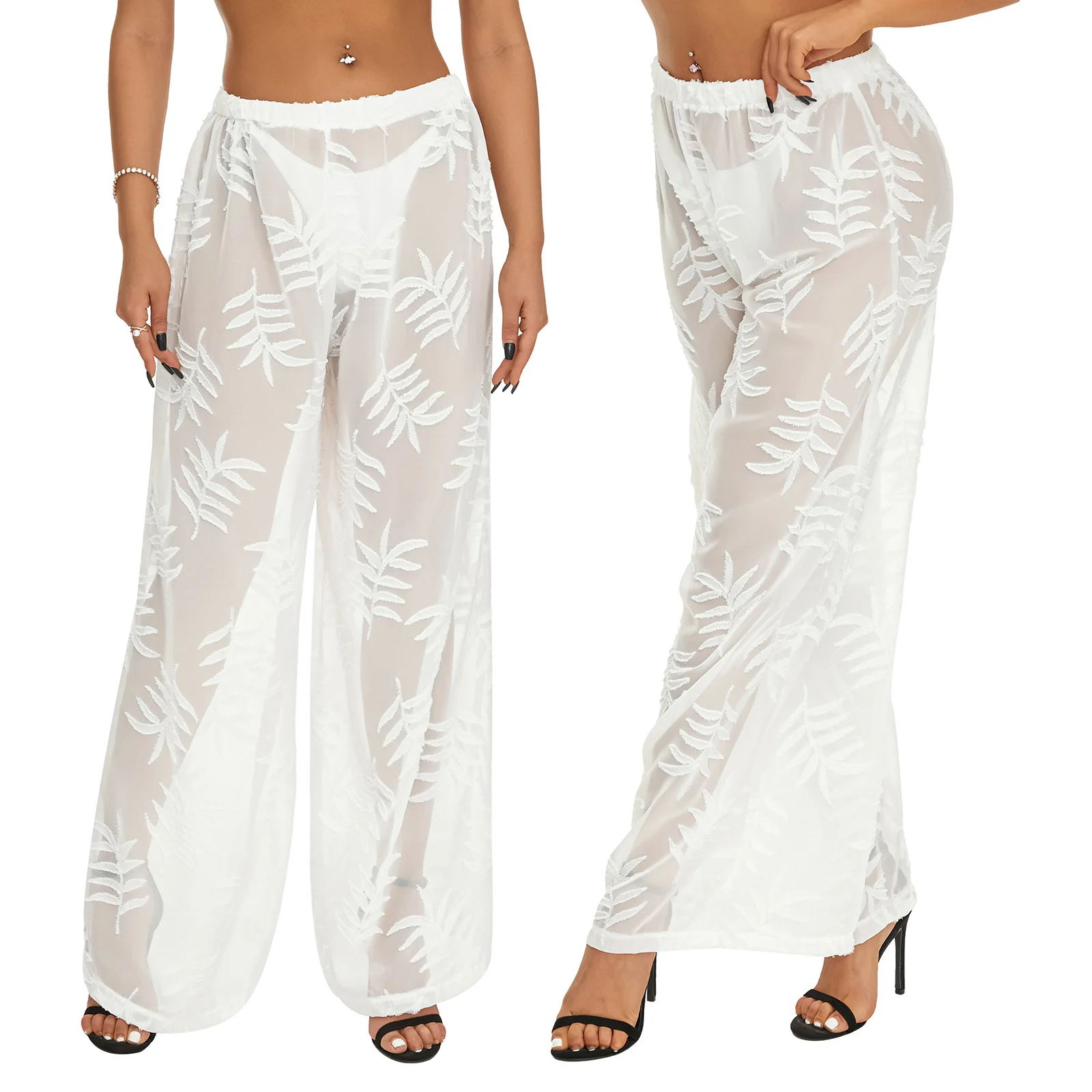Yiiciovy Summer Sexy Women Sheer Mesh See through Beach Pants Cover Ups