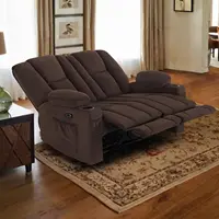 61.8" Power Loveseat Recliner with Heat and Vibration, Fabric Electric Reclining Loveseat, USB Charge Port 1