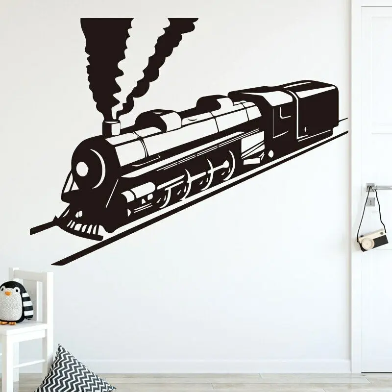 Galloping Train Claasic Steam Train Adesivi Murali Decalcomania Murale Rimovibile Treno Wall Sticker Room Kids Boys Room Murale Poster