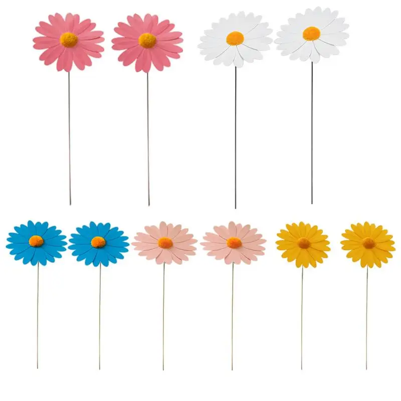 Daisy Garden Stake Weather Proof Stakes 10pcs Yard Decor Stakes Flower Stick D&eacute;cor Simple Installation For Yard Lawn Pathway &