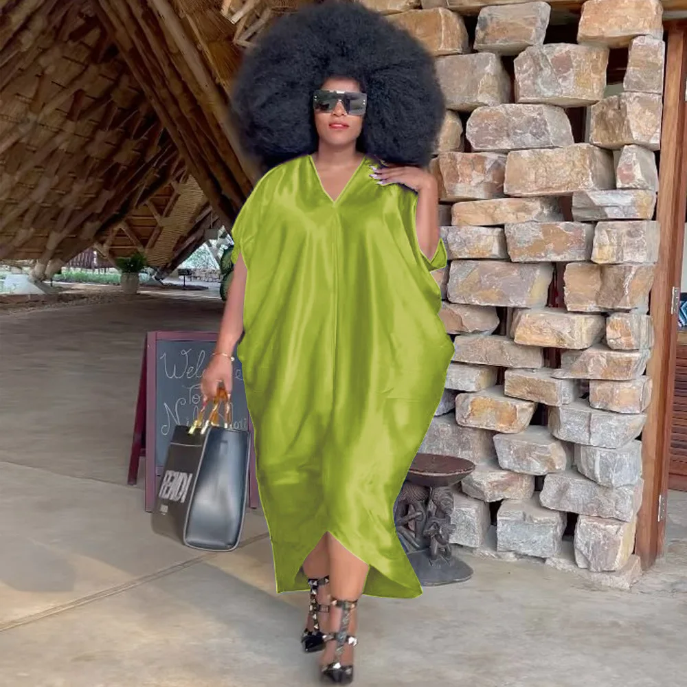 Plus Size Elegant Women Dresses Silk Solid Party 5xl Dress 2022 Summer Fashion Evening Gowns Wholesale Clothes Loose Outfits