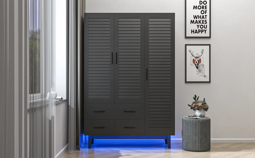 3-Door Armoire Wardrobe Closet Cabinet