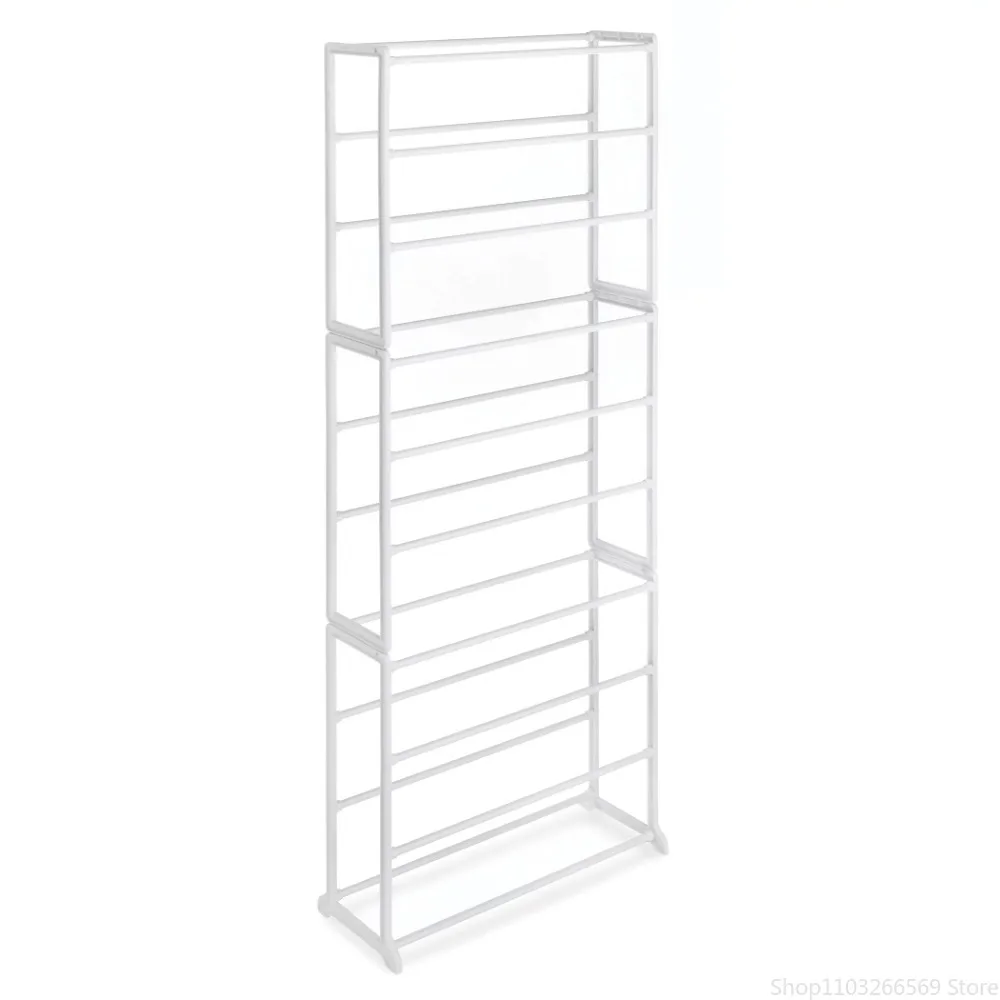 

10-Tier 30 Pair Floor Shoe Rack - White - Plastic storage organizer