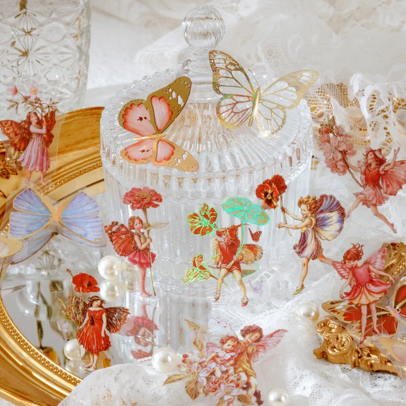 30 pcs Bronzing Decorative Stickers aesthetic Butterfly Adhesive Diy Sticker Diary Album Scrapbooking Collage material