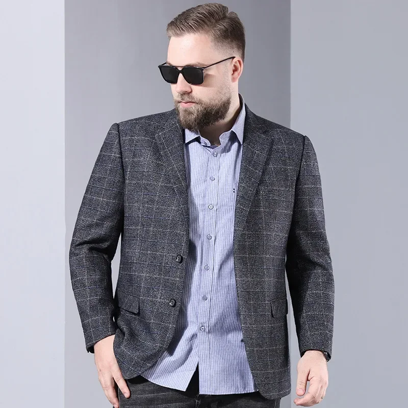 

New Arrival Fashion Oversized Men Fitting Casual Business Jacket,Men's Extra Large Plaid Suit Plus Size 3XL 4XL 5XL 6XL 7XL 8XL