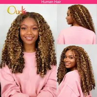 Perruque en cheveux humains bouclés birmans colorés avec mèches, perruque frontale en dentelle HD 13x6, sangle invisible, perruque complète en dentelle 360 sans colle 1