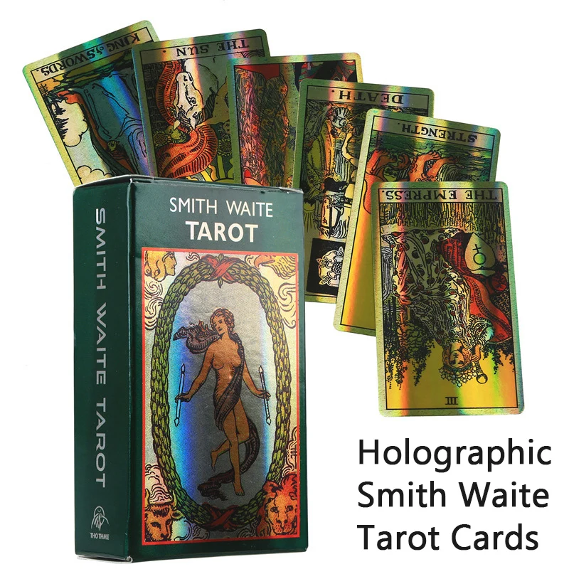 Tarot Cards Holographic Rider Waite Laser Thin Film Divination Card Games