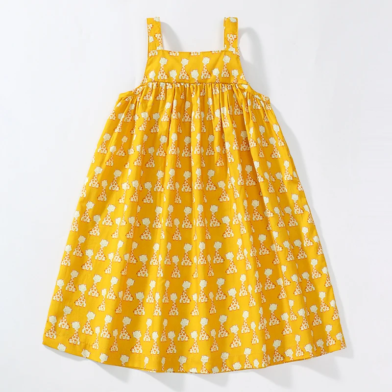 Kids Clothes 2025 Summer Dress Baby Girls Cartoon Giraffe Dresses Children's Clothing Birthday Vestidos Cotton