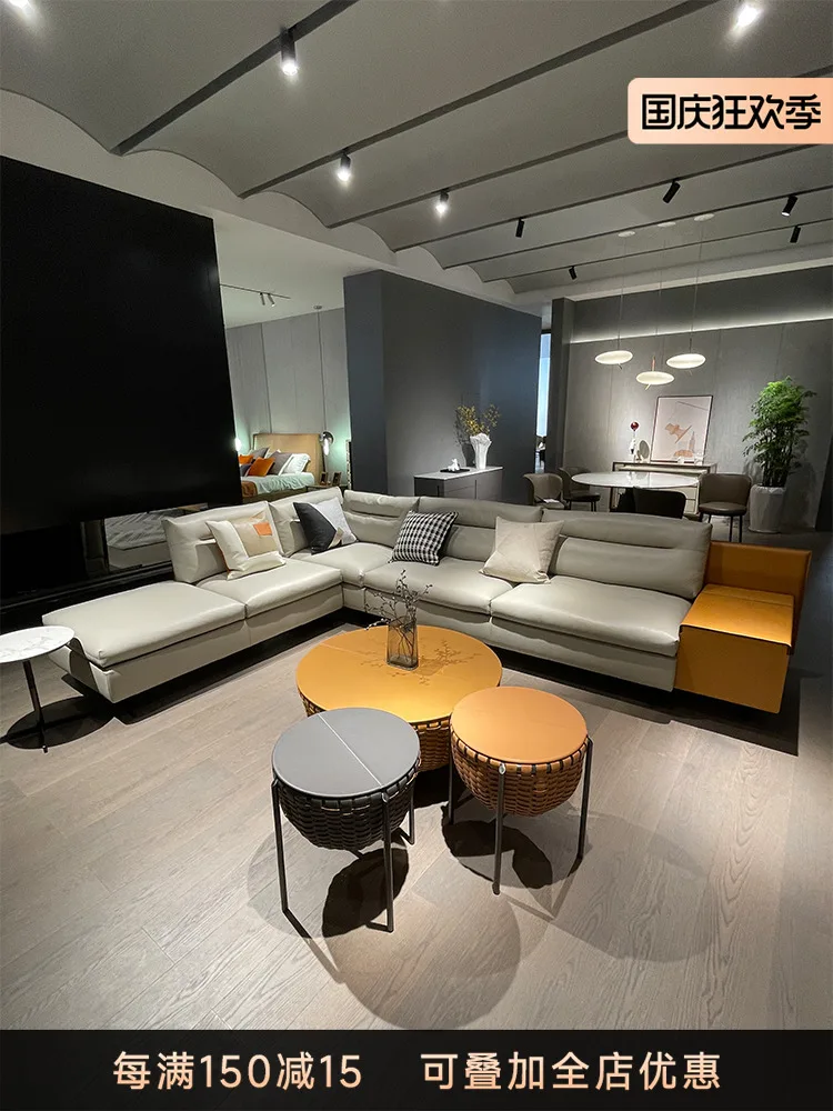 Индивидуальный диван из воловьей кожи PF/GranTorino, современная итальянская Минималистичная Седельная Кожа, роскошная мебель для четырех человек