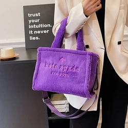 Large Capacity Tote Women Handbag Designer Brand Velvet Shoulder Crossbody Bag Short Handle Fluffy Plush Tote Bag Winter bolsos