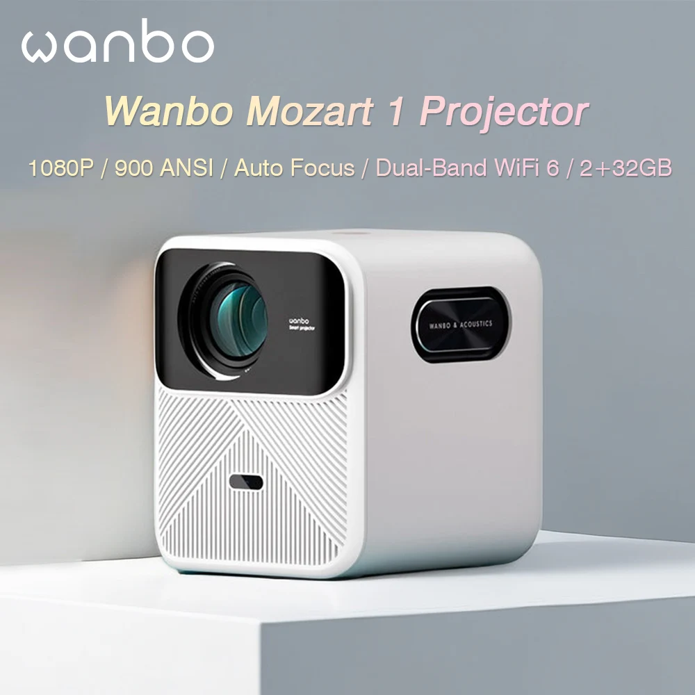 

Проектор Wanbo Mozart 1 2023 P Full HD, 1080 ANSI люмен, домашний кинотеатр, автофокус и проектор Keystone для Android TV, проектор, новинка 900