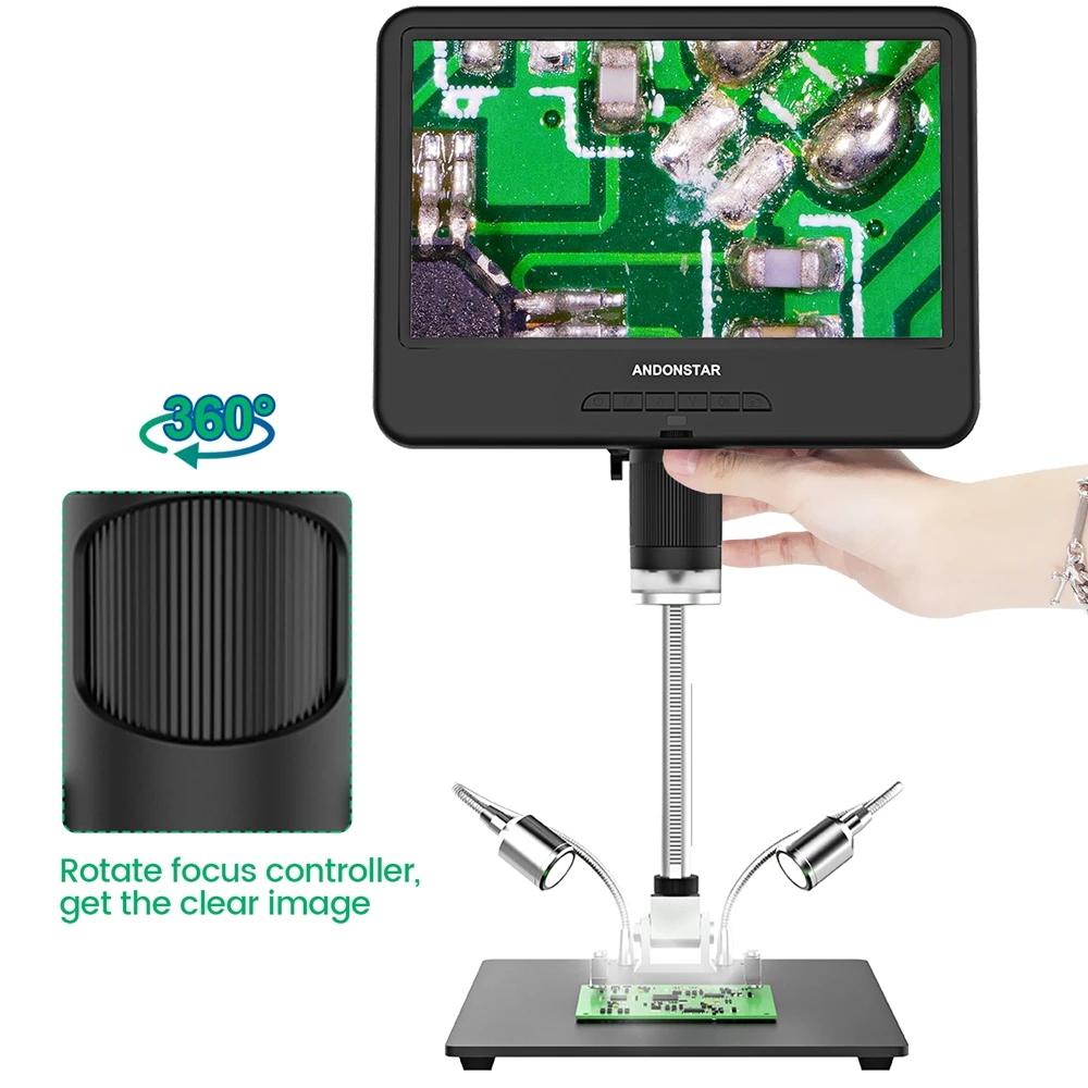 Andonstar AD210 Digital Microscope 12 Million Pixels IPS Touching Screen 260X Magnification Soldering Microscope LED Fill Light 3