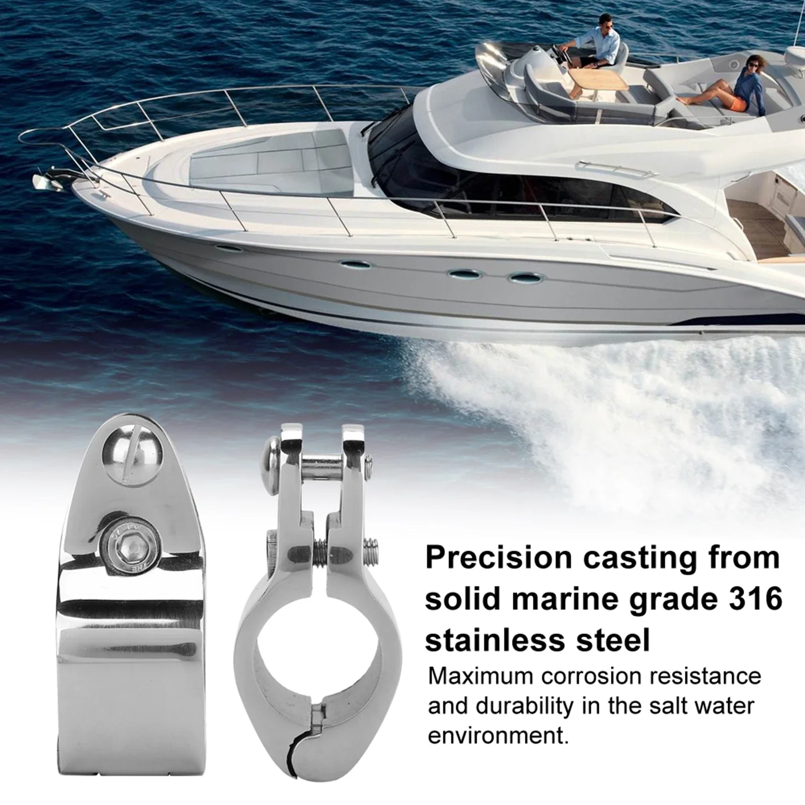 2pcs 316 Stainless Steel Boat Marine Hinged Upper Jaw Slide Hinge Hardware Fittings 20mm/22mm/25mm/30mm/32mm Jaw Slide Hardware 6