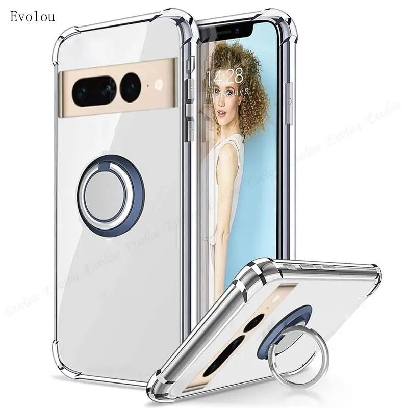 Enhanced Magnetic Ring Holder Transparent Silicone Case