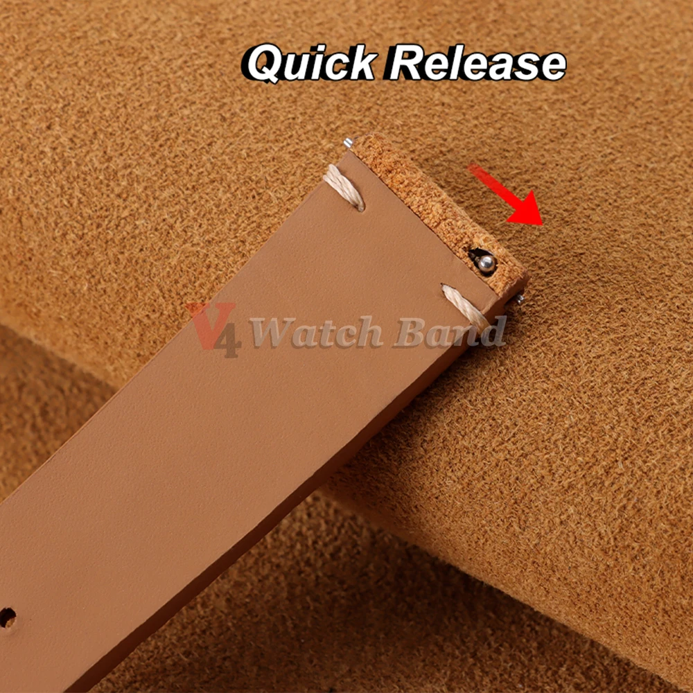 Luxurious Genuine Cowhide Suede Quick Release Watch Strap Bracelet