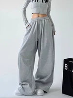 Y2K Harajuku Wide Leg Sweatpants Women Streetwear Baggy Oversize Gray Sports Pants High Waist Drawstring Casual Joggers Trousers - Image 3