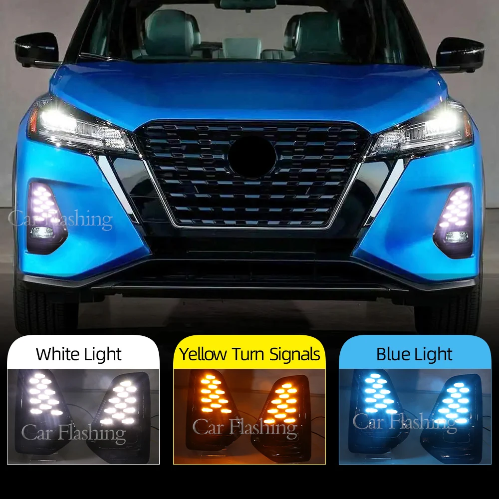 2pcs Car Drl For Nissan Kicks 2021 2022 Dynamic Turn Yellow Signal Function Lamp  Led Daytime Running Light Fog Lamp - Daytime Running Lights - AliExpress