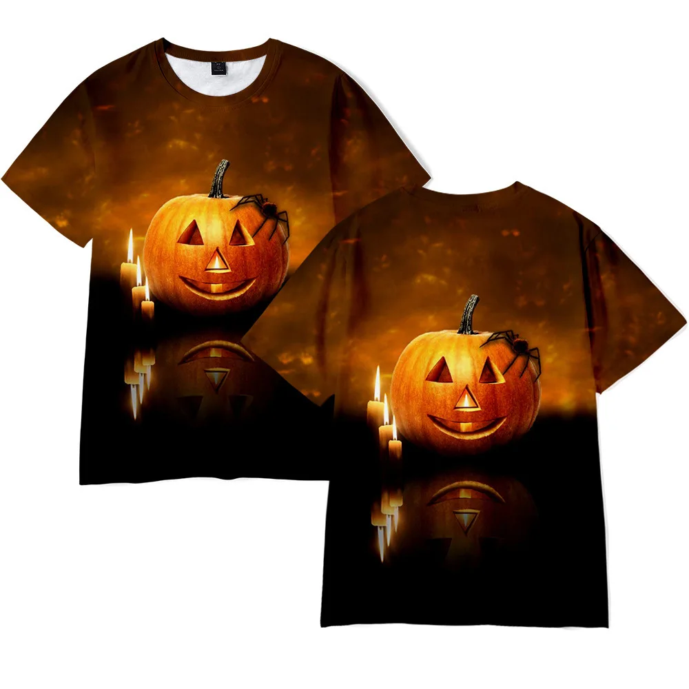 T-shirts Halloween humpkin Head 3D Print  Summer T Shirt Fashion Kids Casual Boys Girls Harajuku Round Neck Tees Tops Clothing
