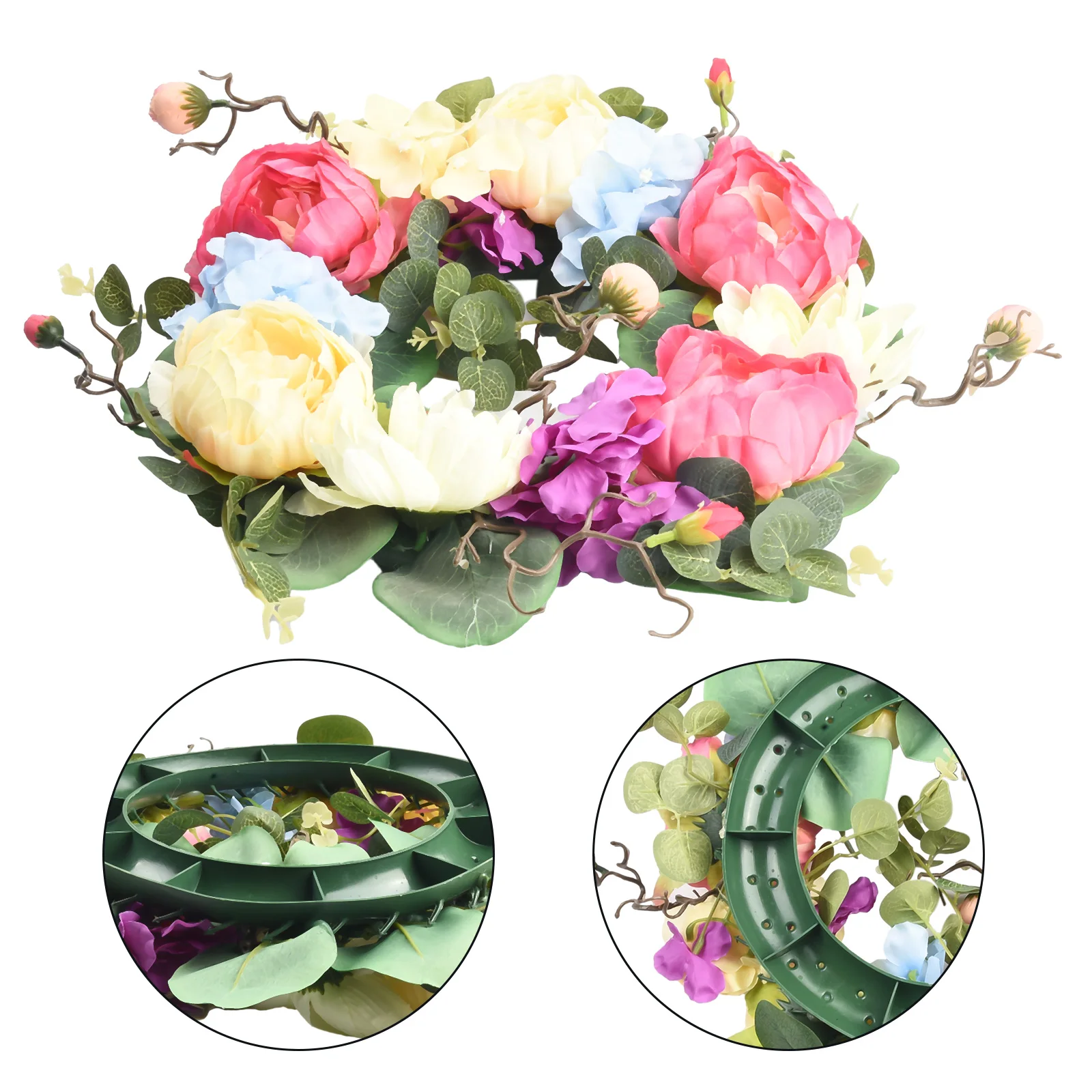 

Attractive Hydrangea Wreath Garland Christmas Door Handmade Artificial Flowers Home Decor Ornament Rainbow Spring